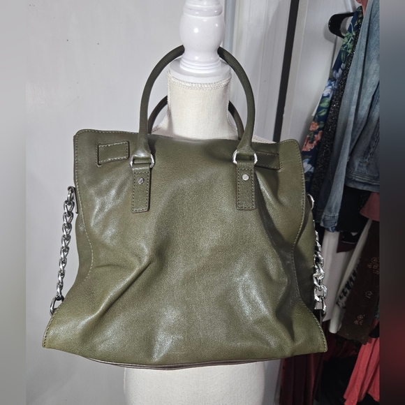 MICHAEL KORS HAMILTON LARGE MANDARIN OLIVE GREEN SAFFIANO LEATHER TOTE BAG NEW - Picture 8 of 15